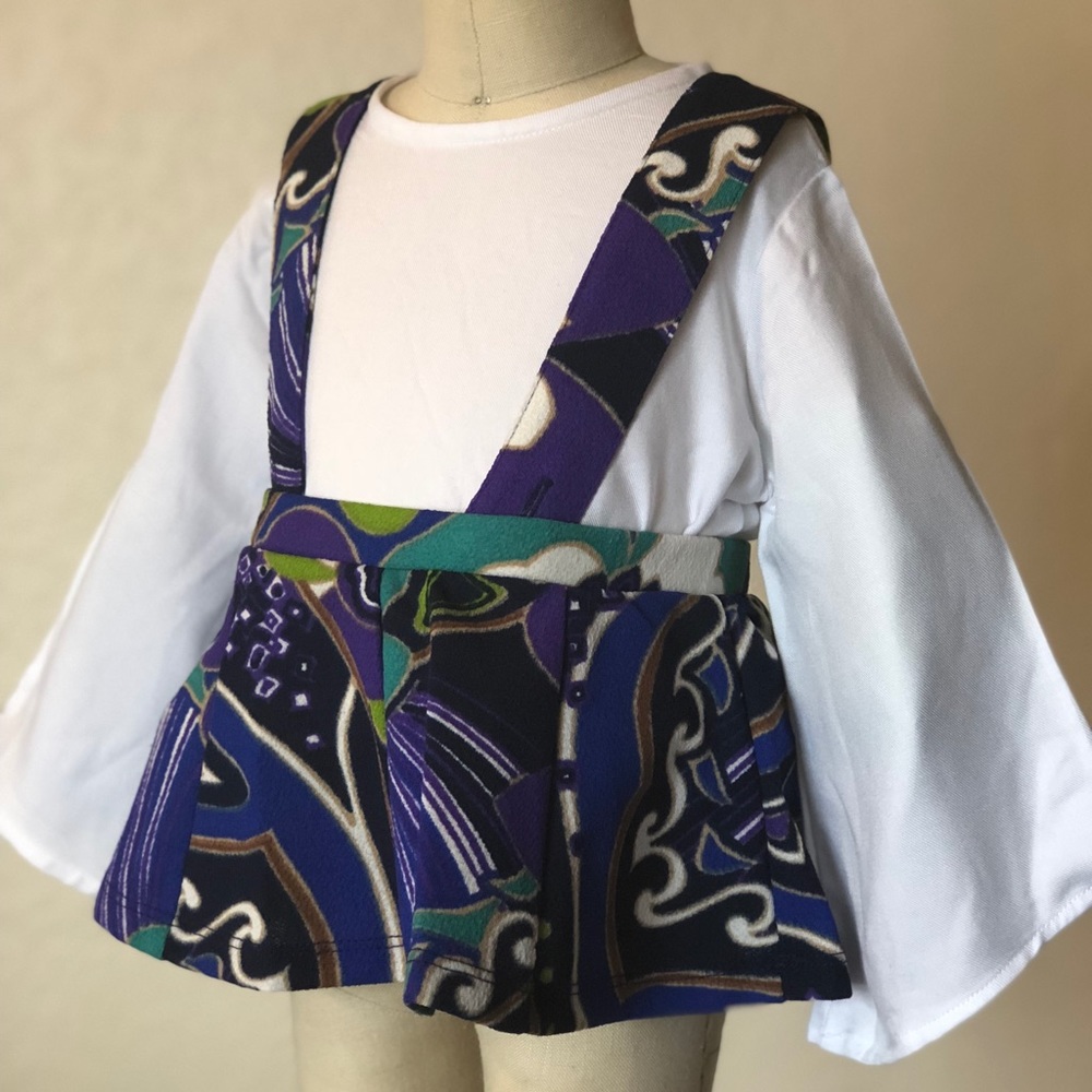 Purple Floral Suspenders Skirt- Toddler Skirt